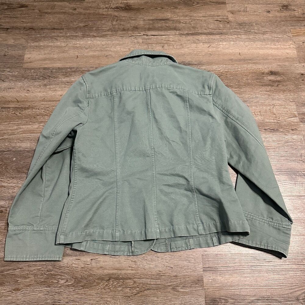 J. Jill Soft Denim Button Down Jacket Medium Petite Sage Green Cotton - Picture 4 of 4